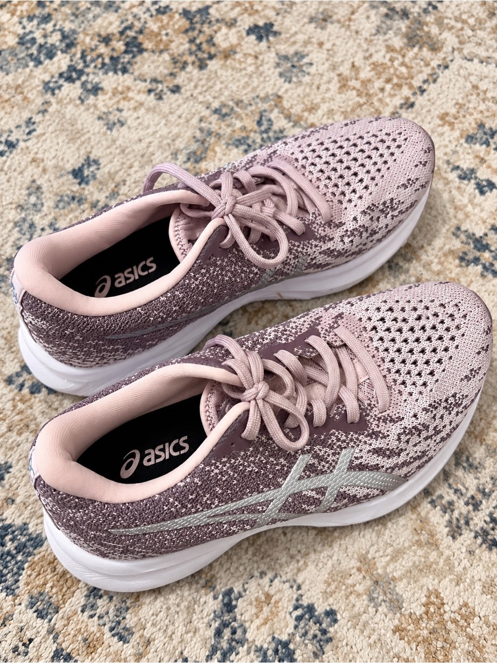Asics Women's Dusty Pink and Lavender Knit Running Sneakers - Picture 2 of 4